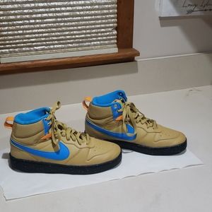 Nike sneakers  tan blue swoosh